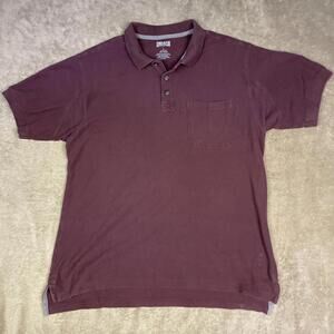 Duluth Trading Co Polo Shirt Men’s Size L Longtail Burgundy Heavyweight Cotton